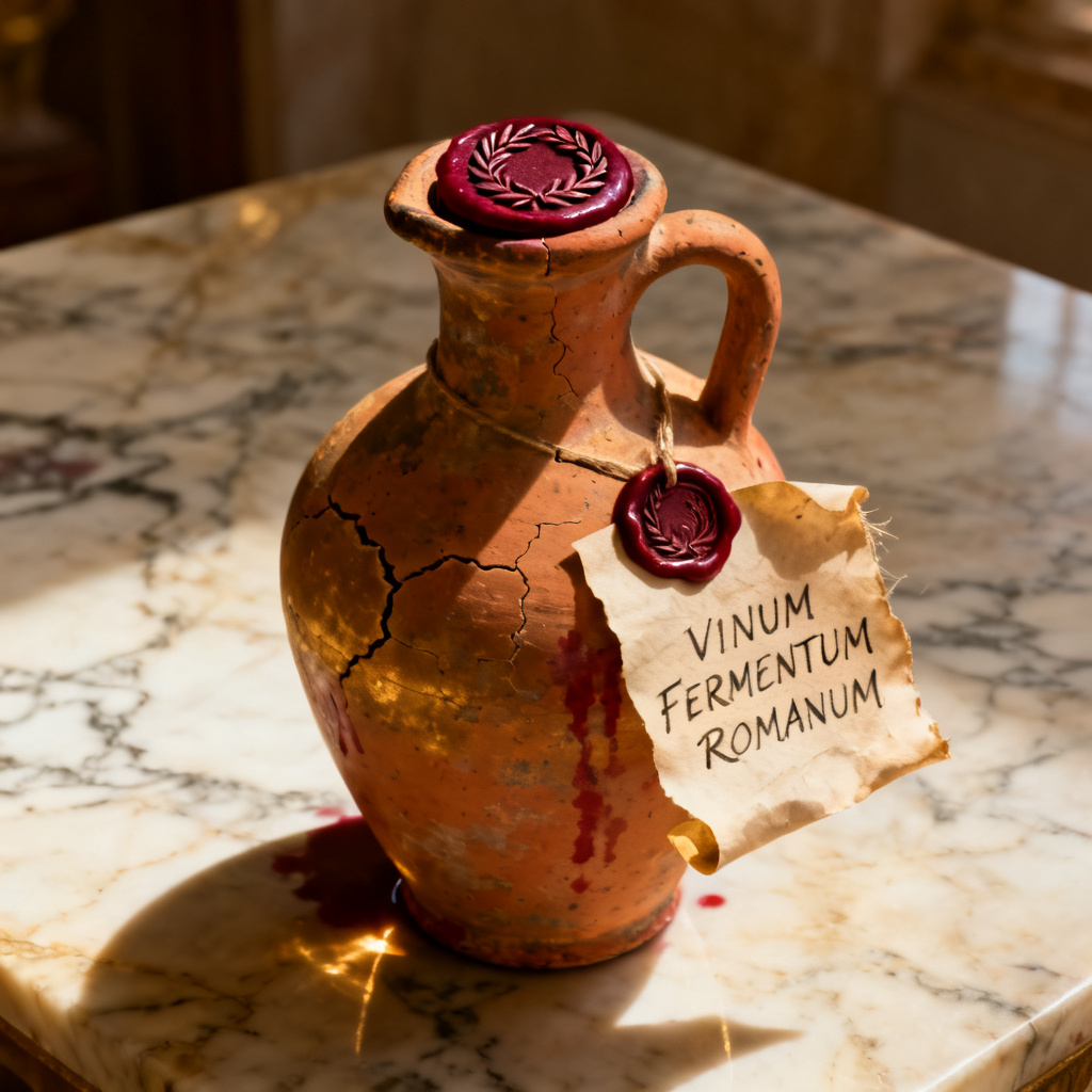 AI Roman amphora wine still life