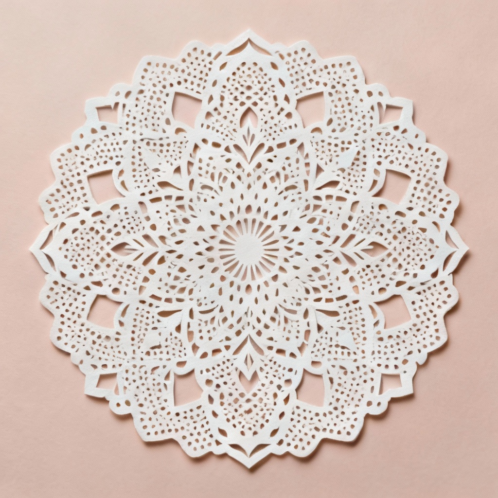 AI lacework circular mandala with delicate cutout style