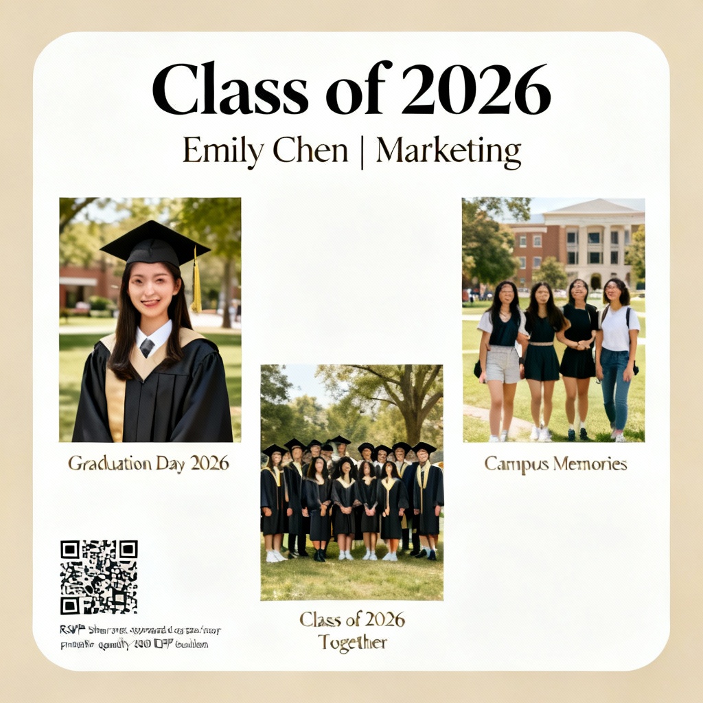 AI Photo Graduation Invitation With Collage