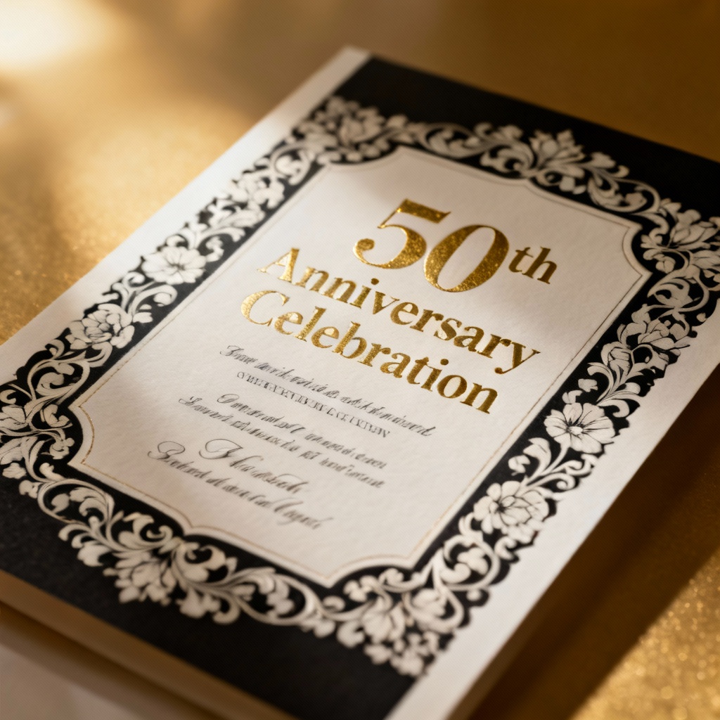 AI Elegant Golden Anniversary Invitation