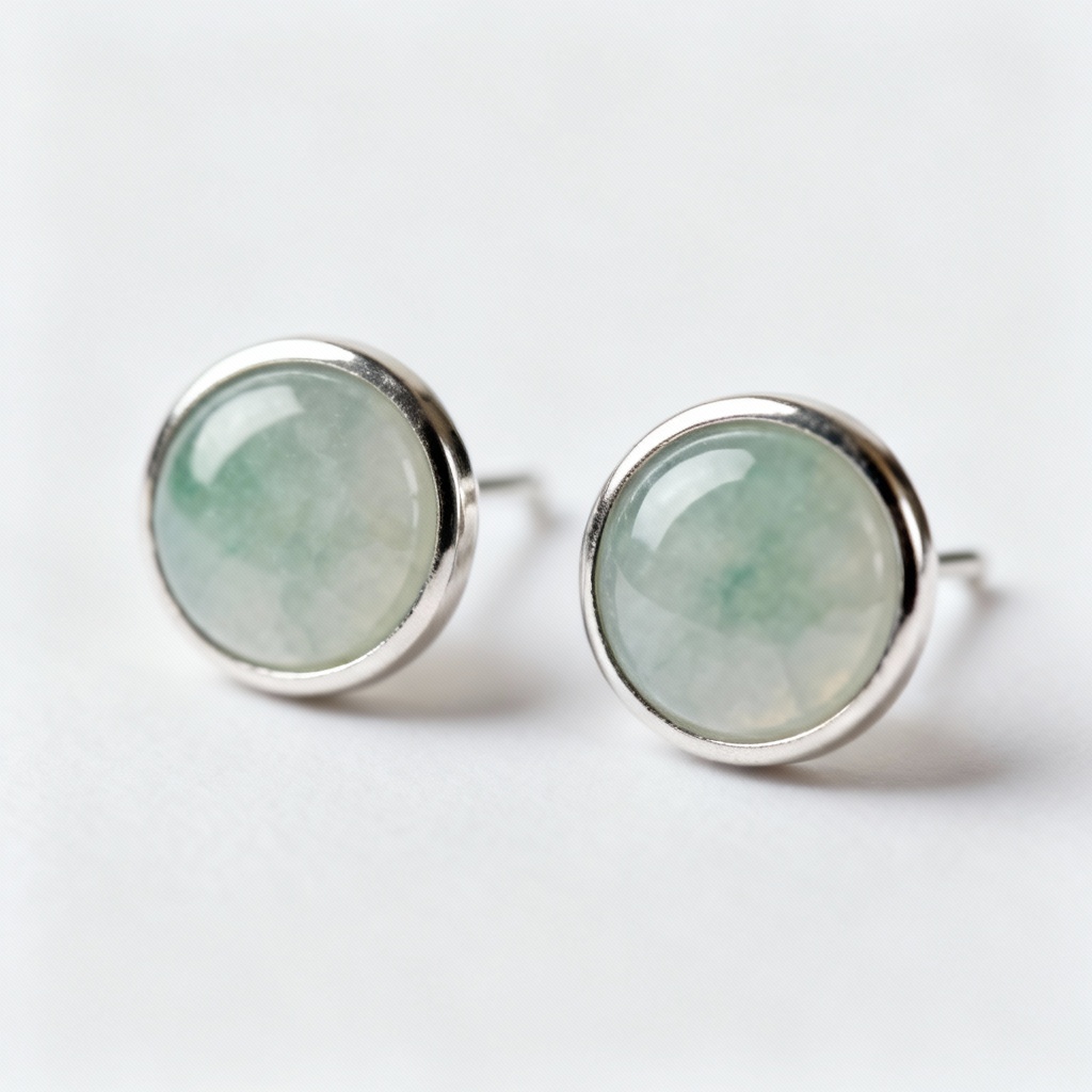 AI Nephrite Jade Stud Earrings