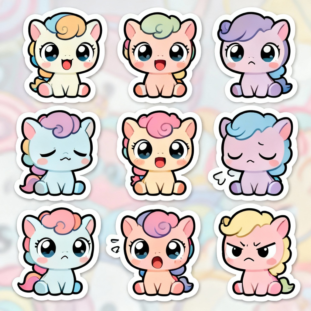 MLP AI generator chibi pony sticker sheet