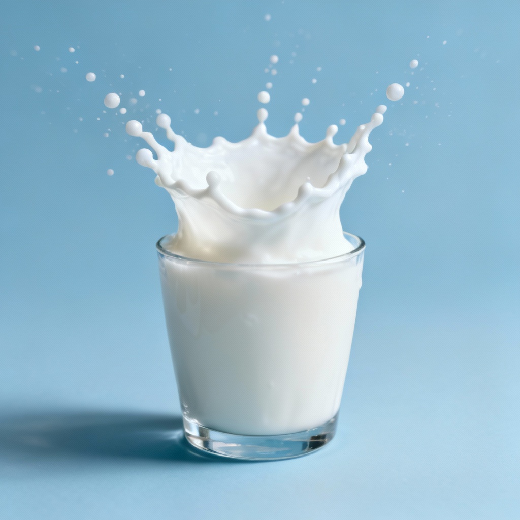 AI milk splash crown in a clear glass