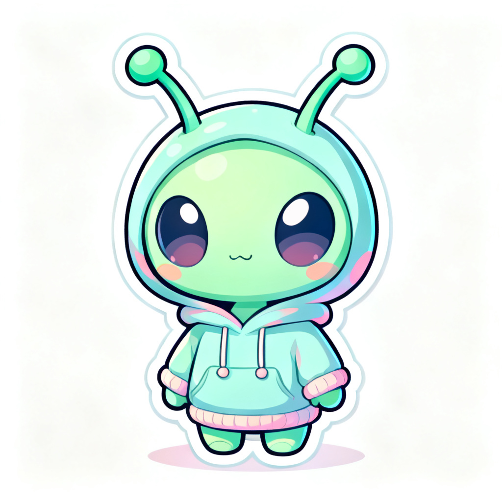 AI alien OC pastel chibi martian