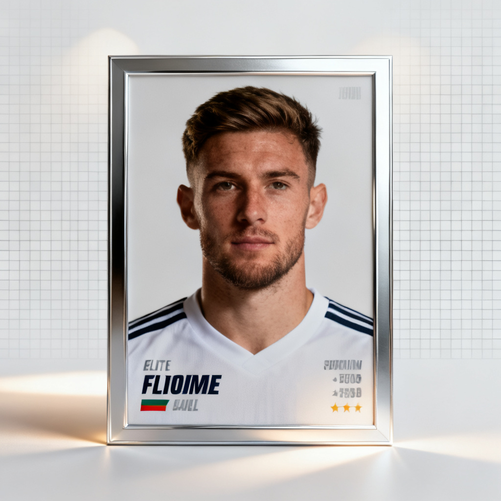 Minimalist football card with clean typography