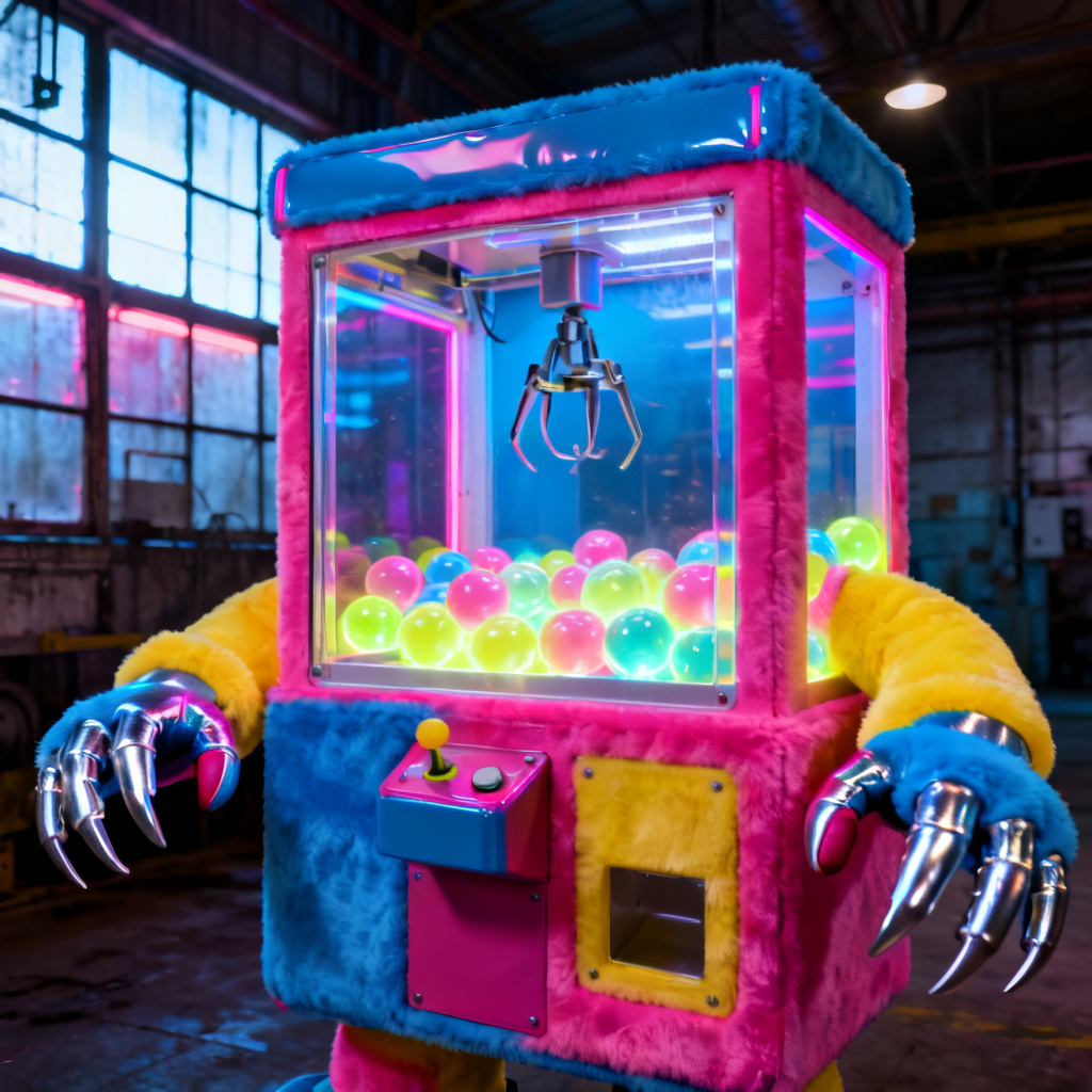 AI gumball chest Poppy Playtime OC with claw machine hands