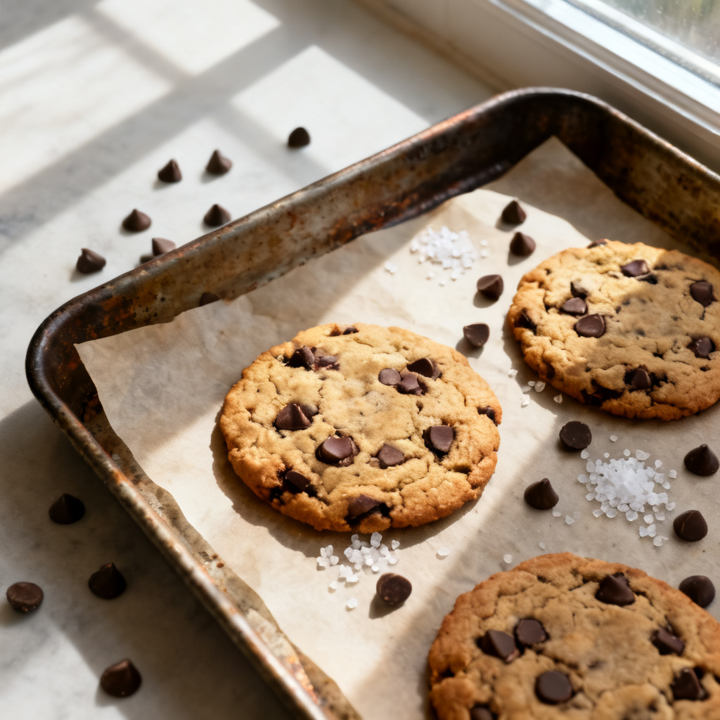AI chocolate chip cookies overhead