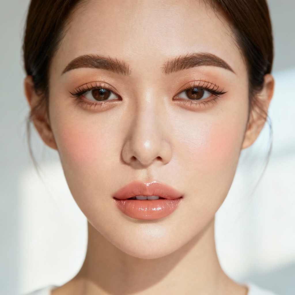 AI virtual makeup try-on portrait with natural glam look