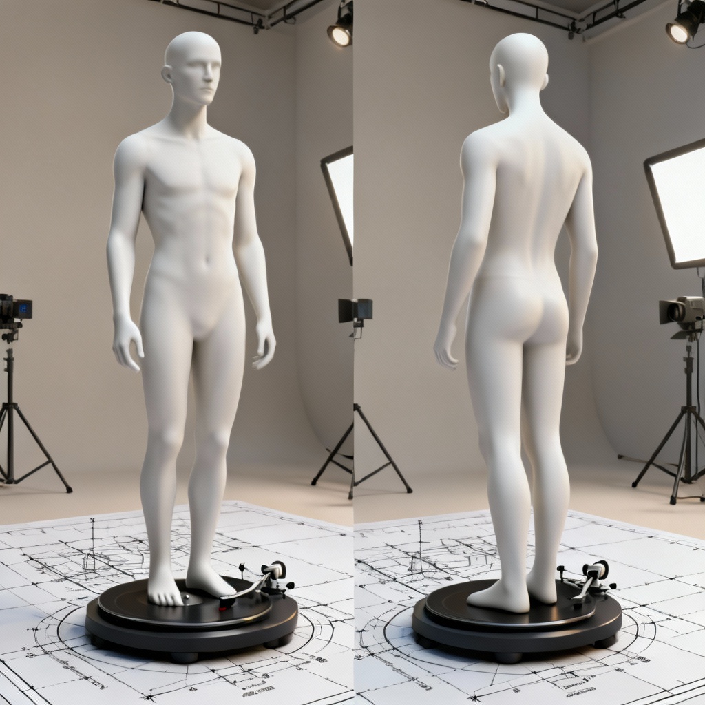 AI blank white body template front and back