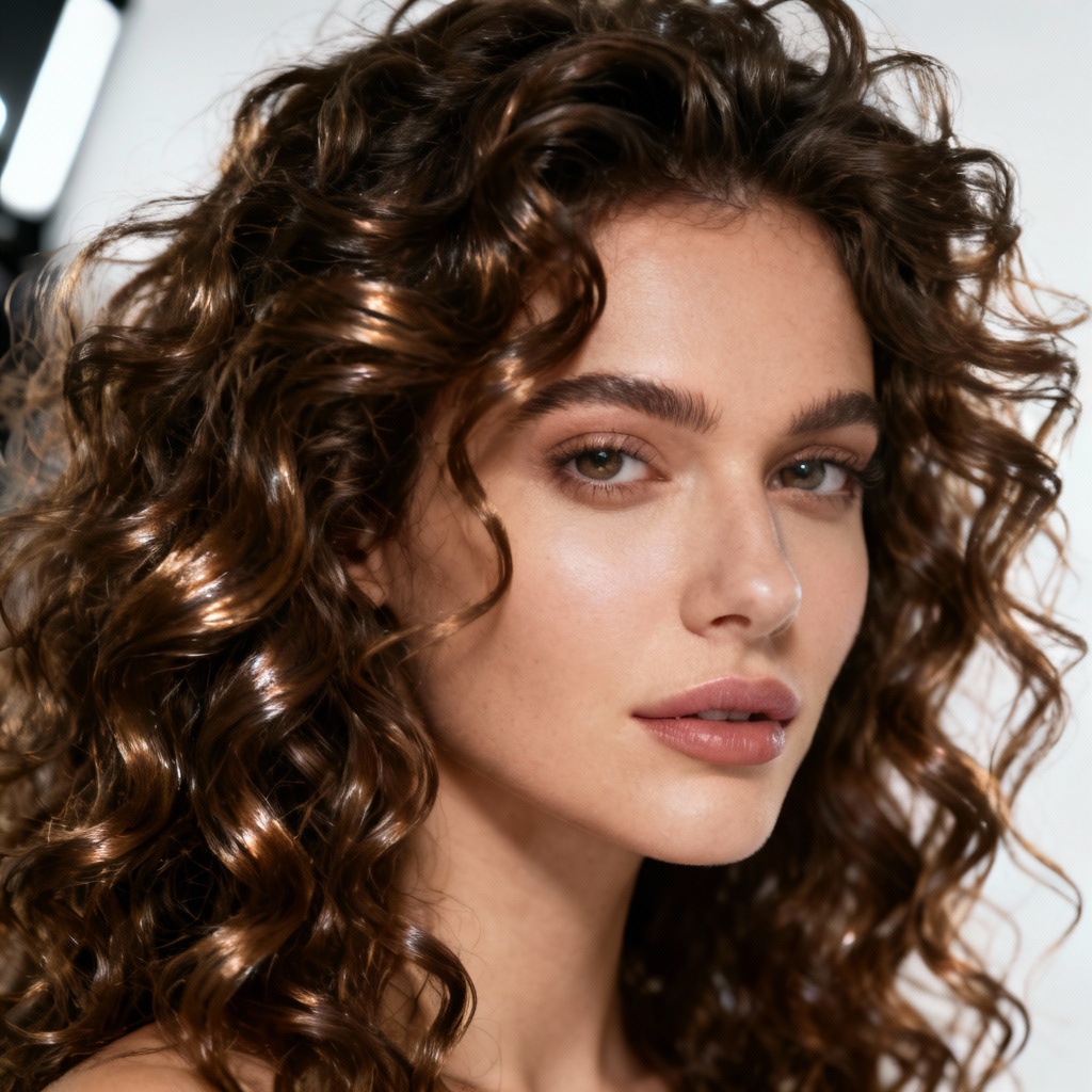 AI tousled curly hair with natural messy ringlets