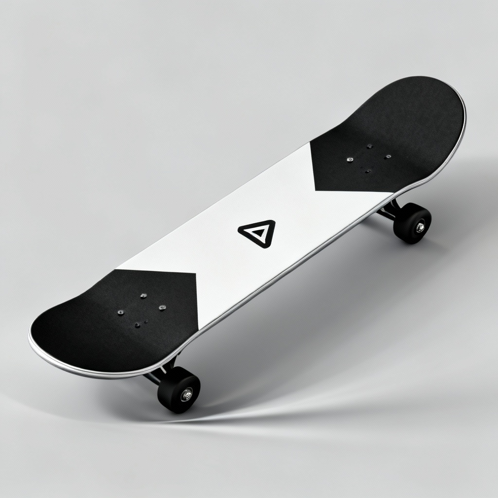 Minimal black and white skateboard logo deck for e-commerce