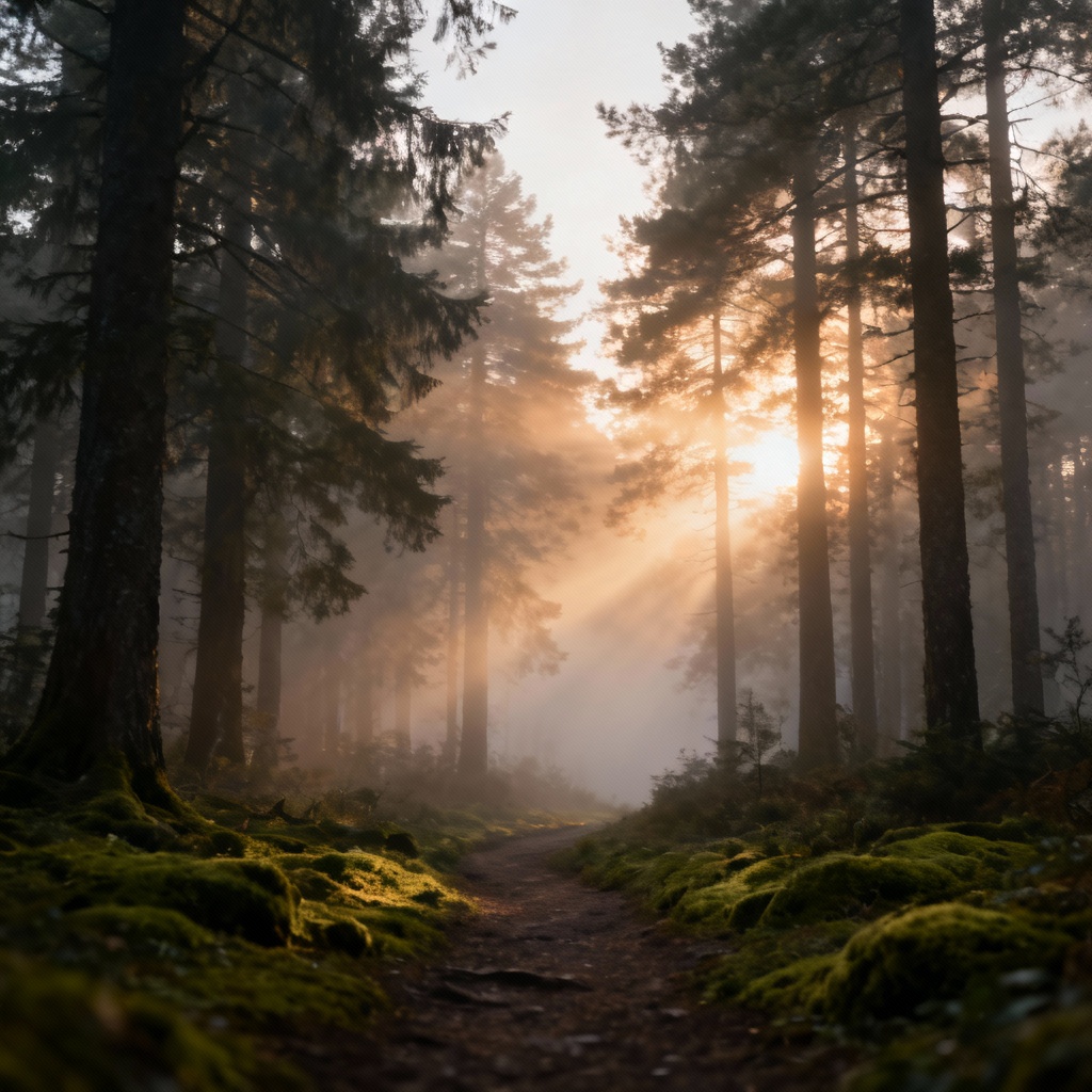 AI fog forest morning mist scene
