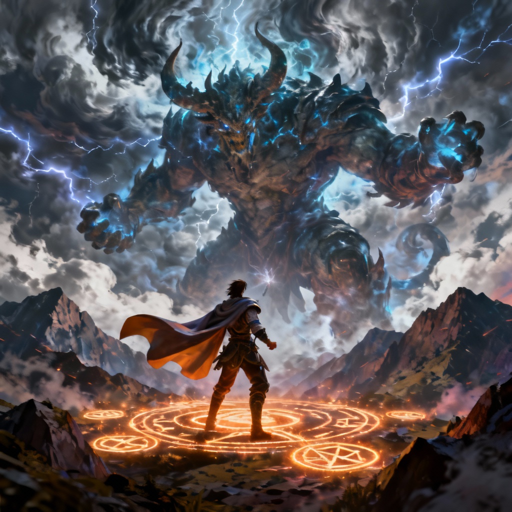AI Final Fantasy summoner with titan