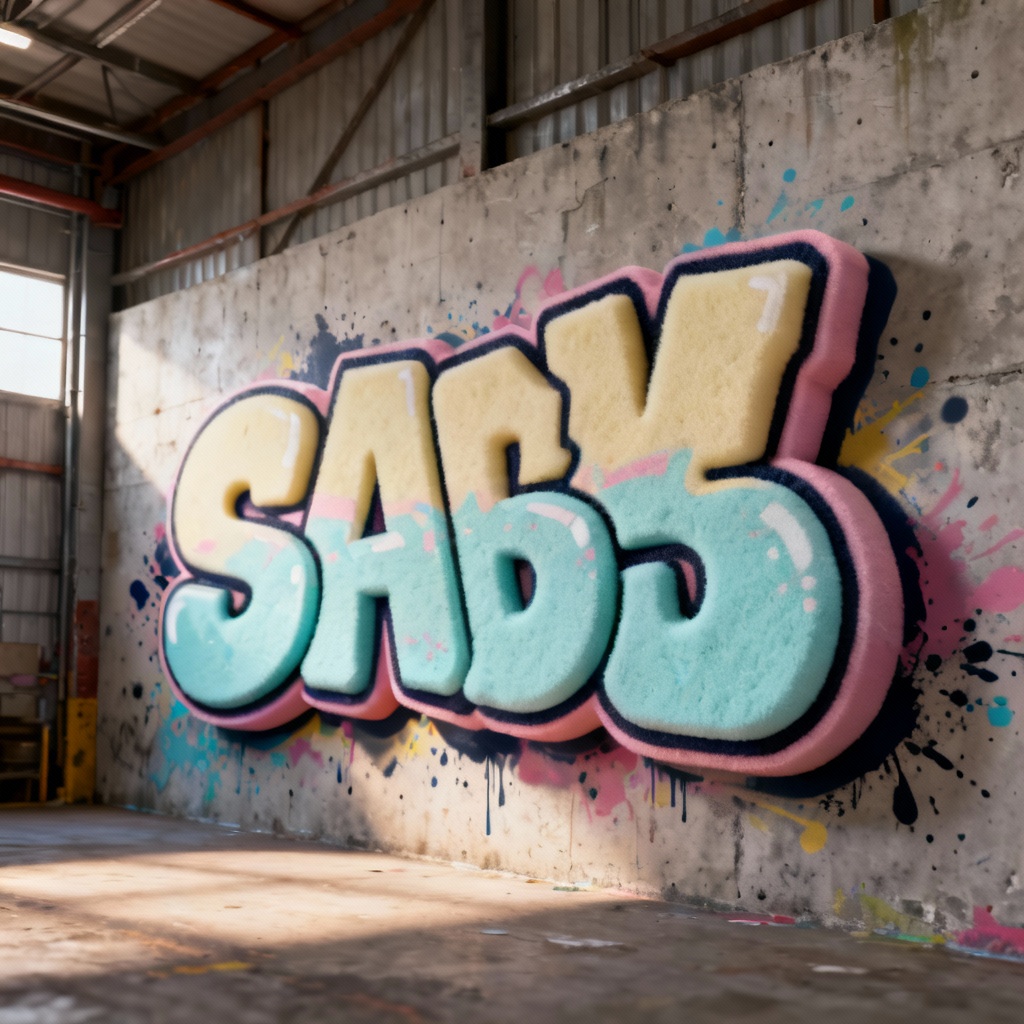 3D throwup graffiti letters with shadows and splatter