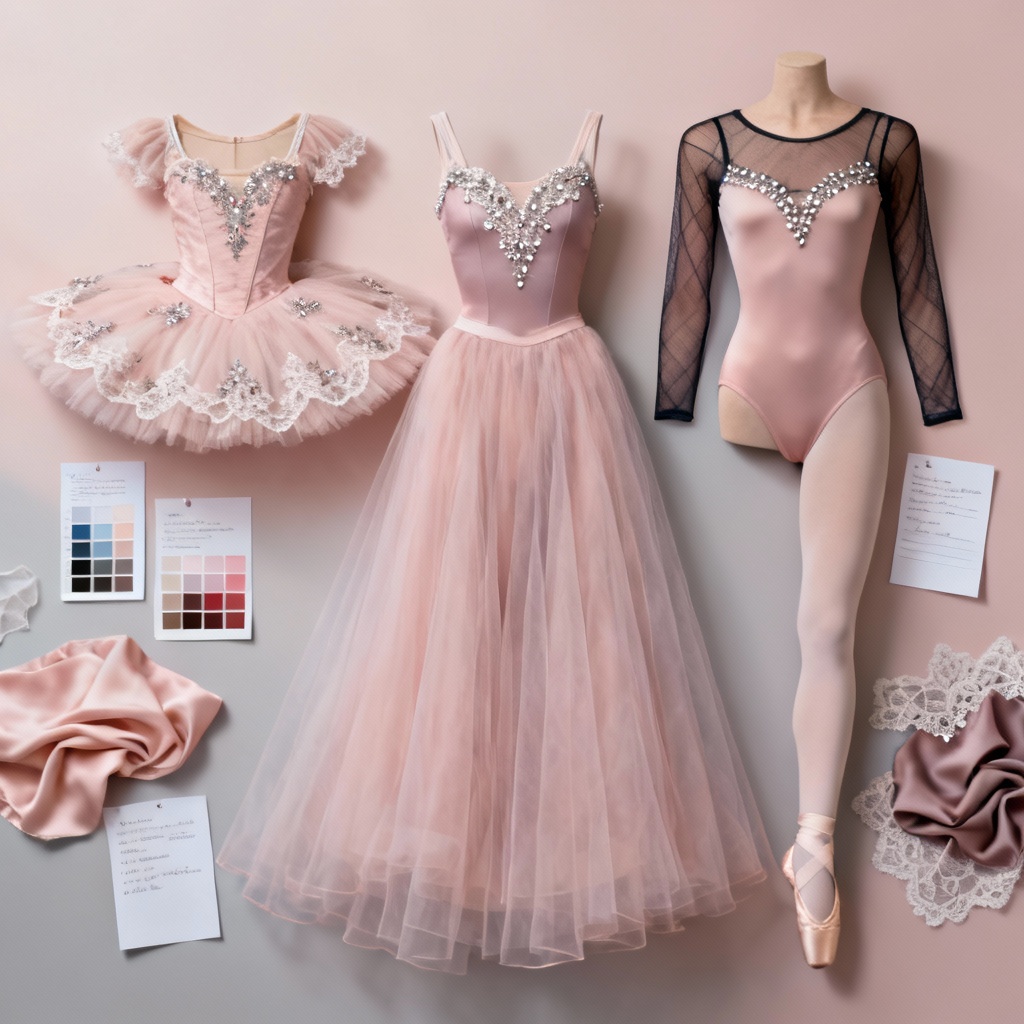 AI-generated ballet outfit board with classical and contemporary tutus