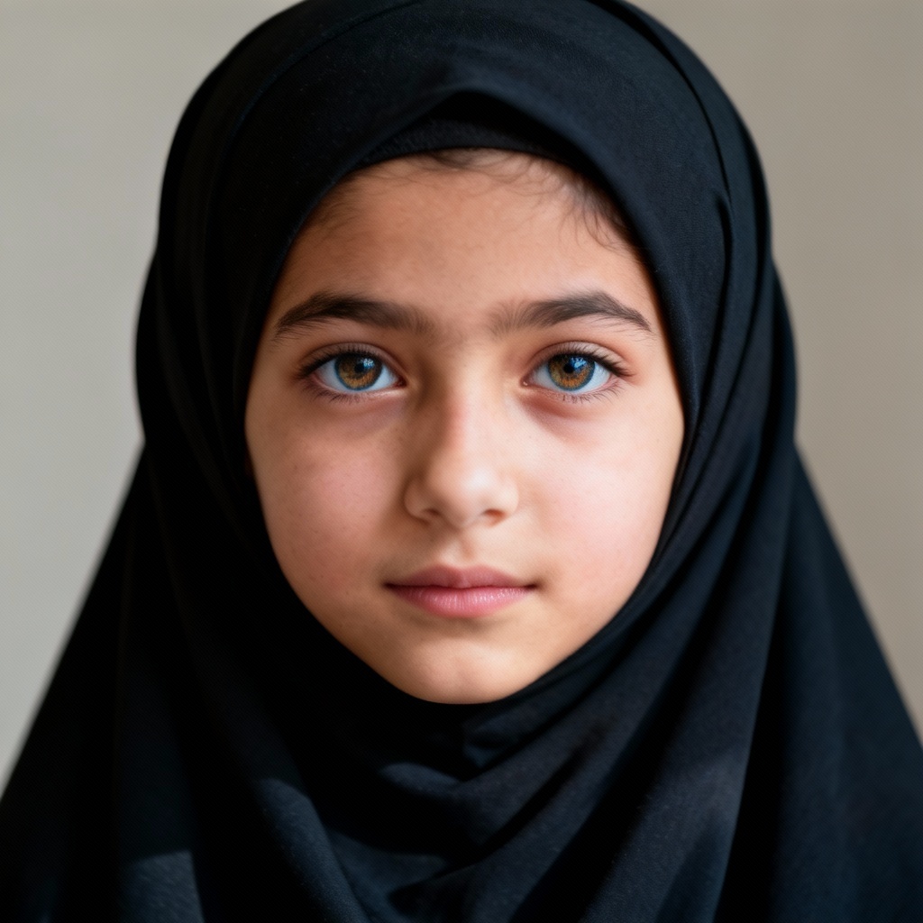 AI minimalist niqab portrait highlighting expressive eyes