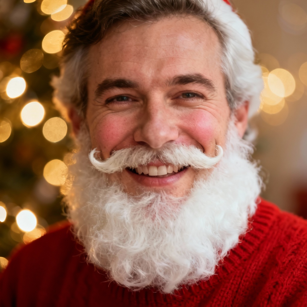 AI Santa-style white beard try-on