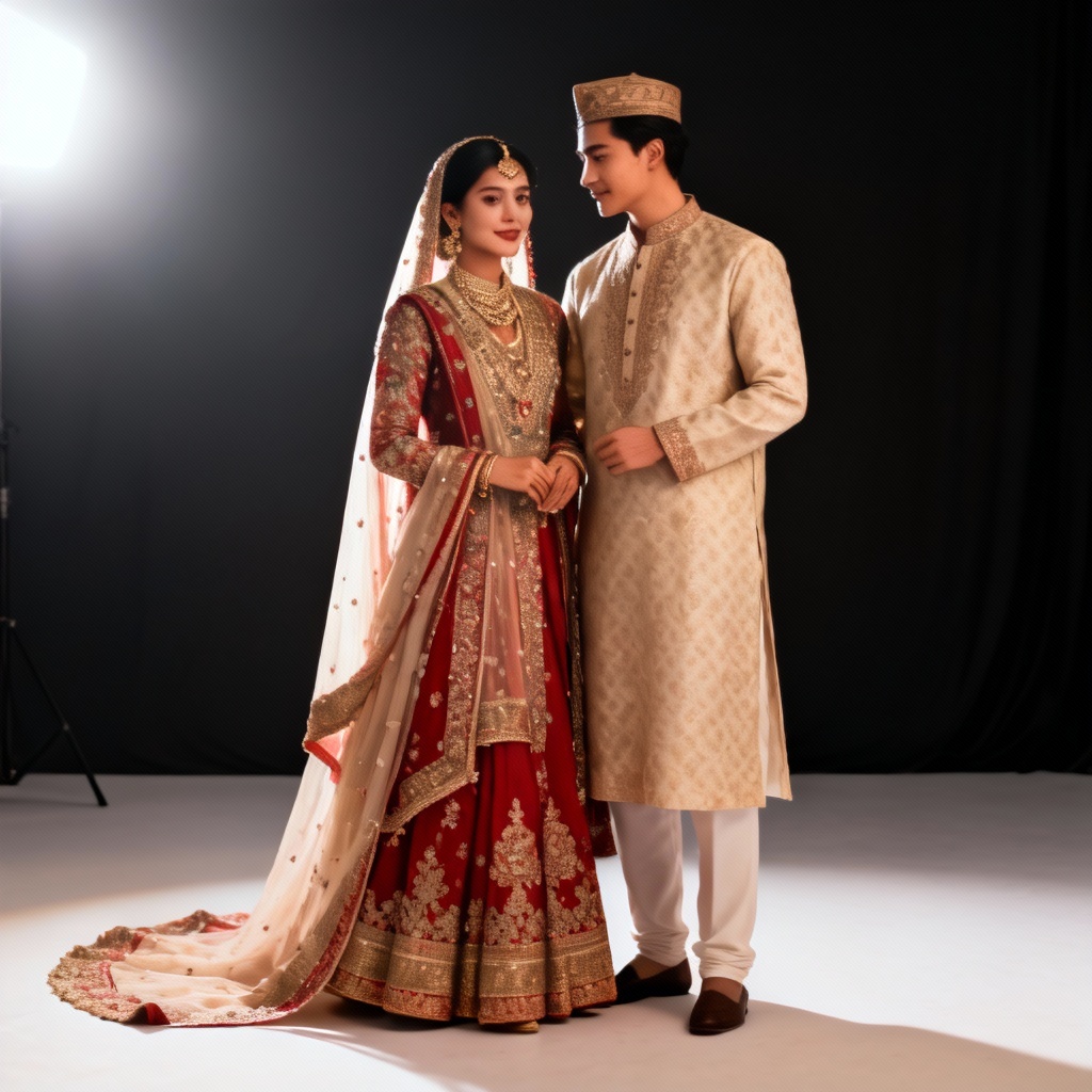 AI cultural wedding attire studio photo