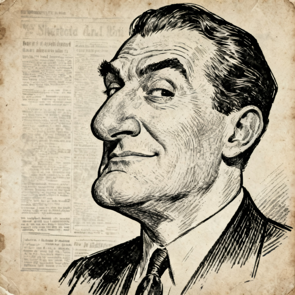AI vintage sketch caricature with crosshatch texture