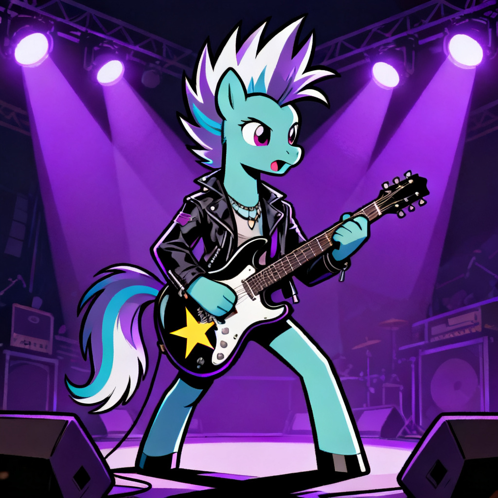 Rockstar earth pony OC performing on stage