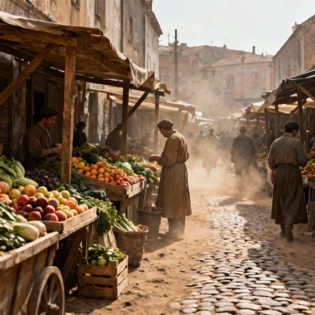 AI colorized vintage marketplace photo