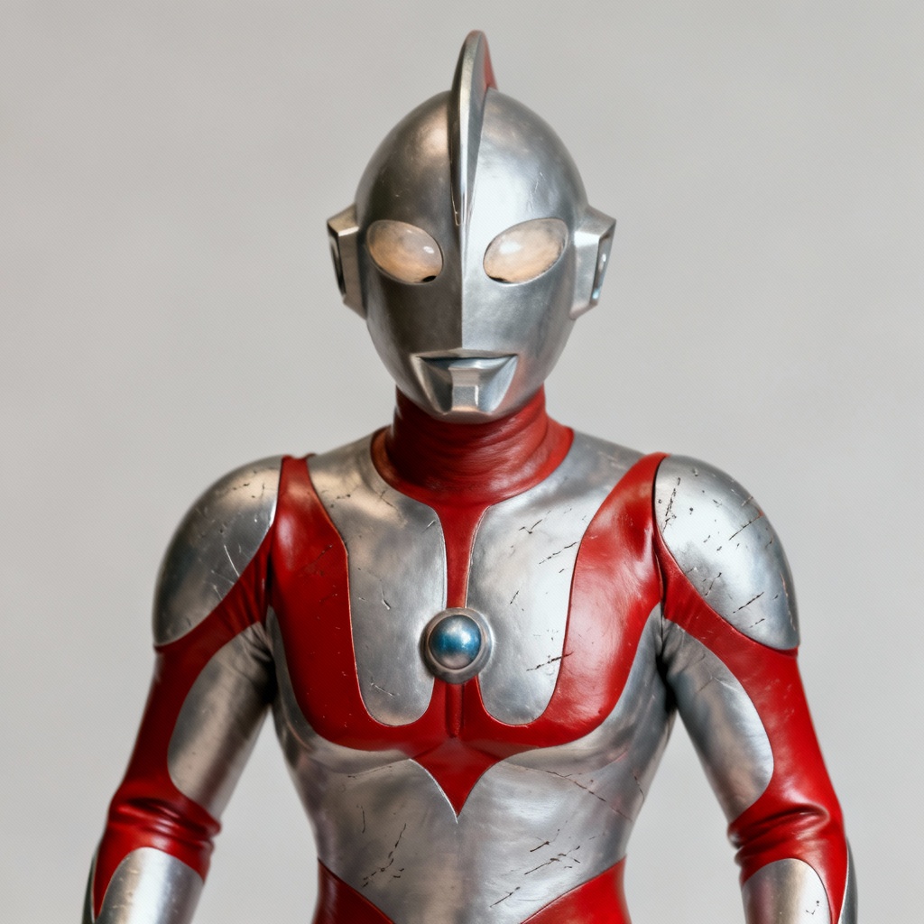 Classic Ultraman-style silver and red suit portrait