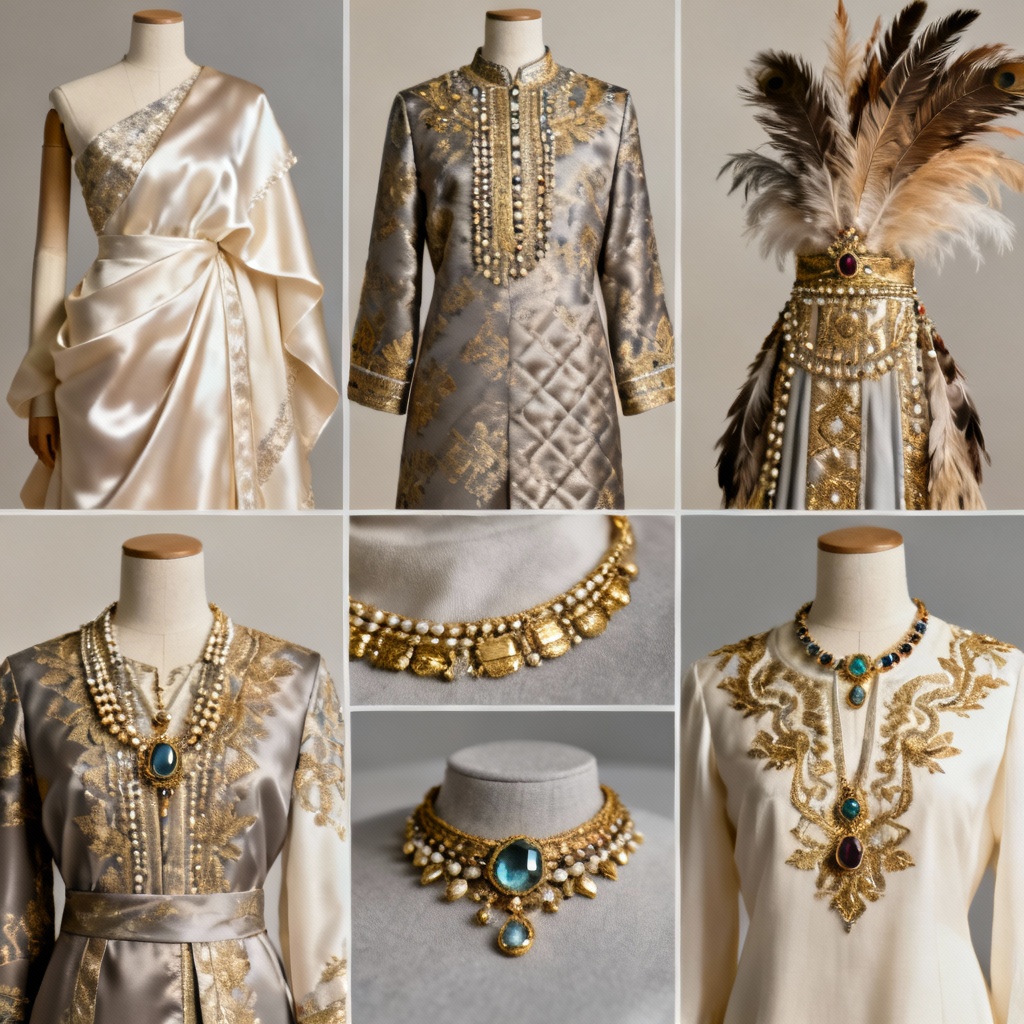 AI collage of global ceremonial outfits and formal attire