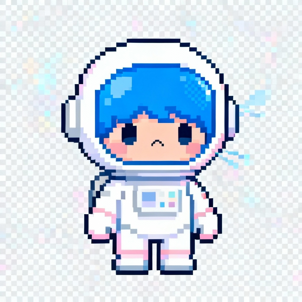 AI chibi pixel space engineer idle sprite