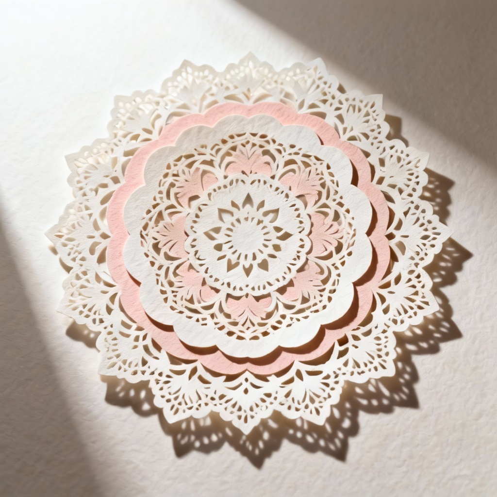 AI layered papercut floral mandala with filigree details