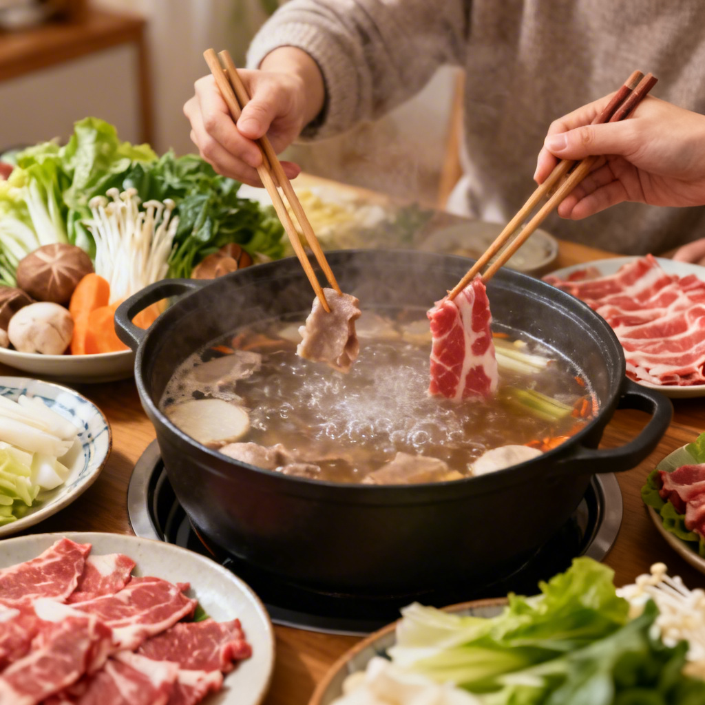 AI family hotpot mukbang image