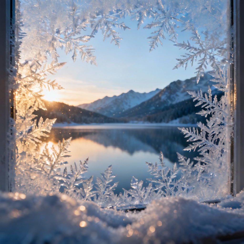 AI frosted glass effect over mountain lake landscape