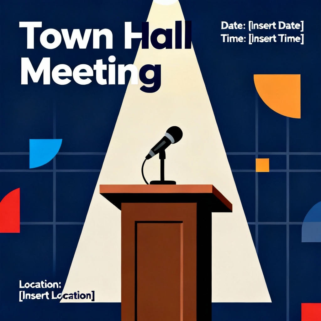 Minimal town hall meeting poster concept
