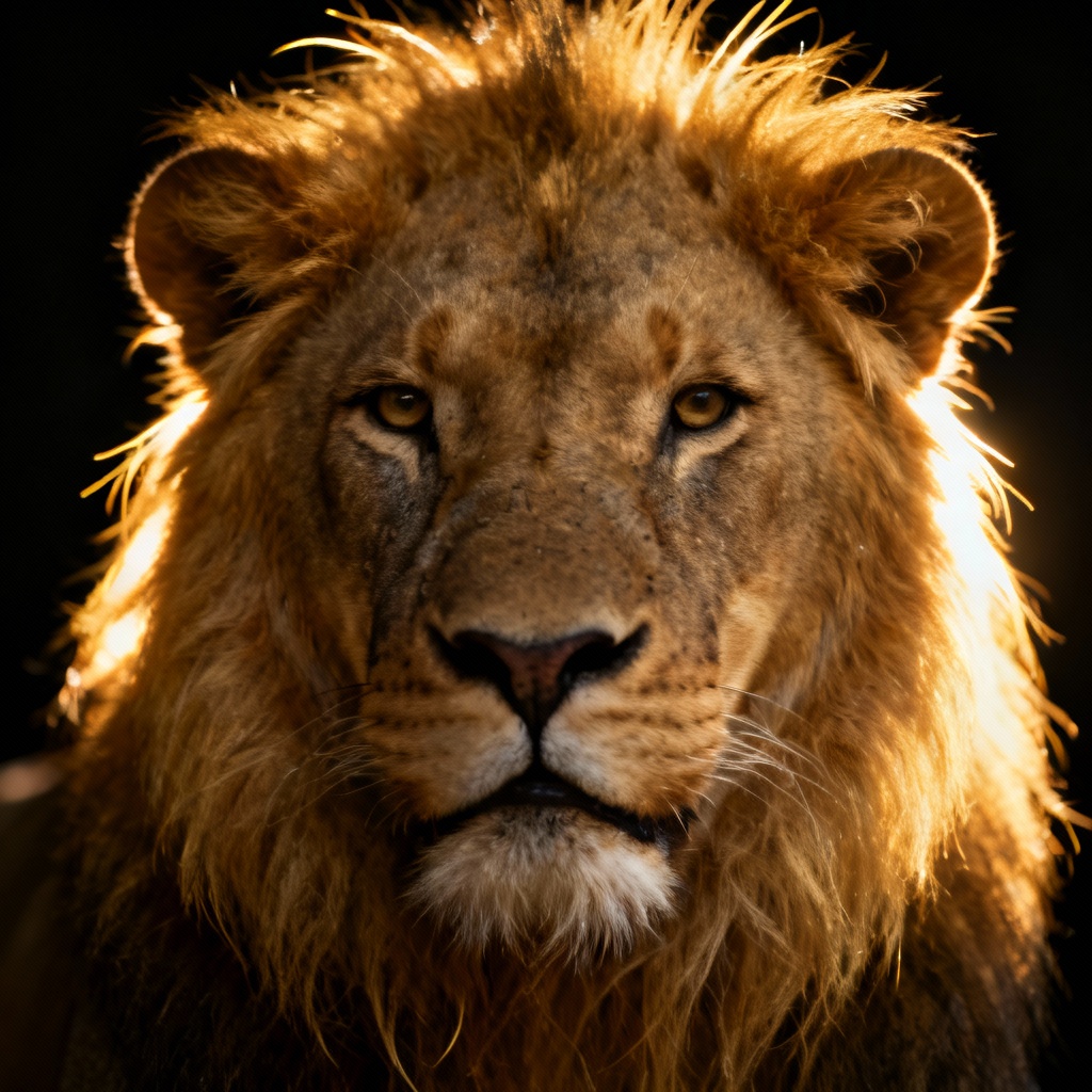 AI realistic lion portrait illustration