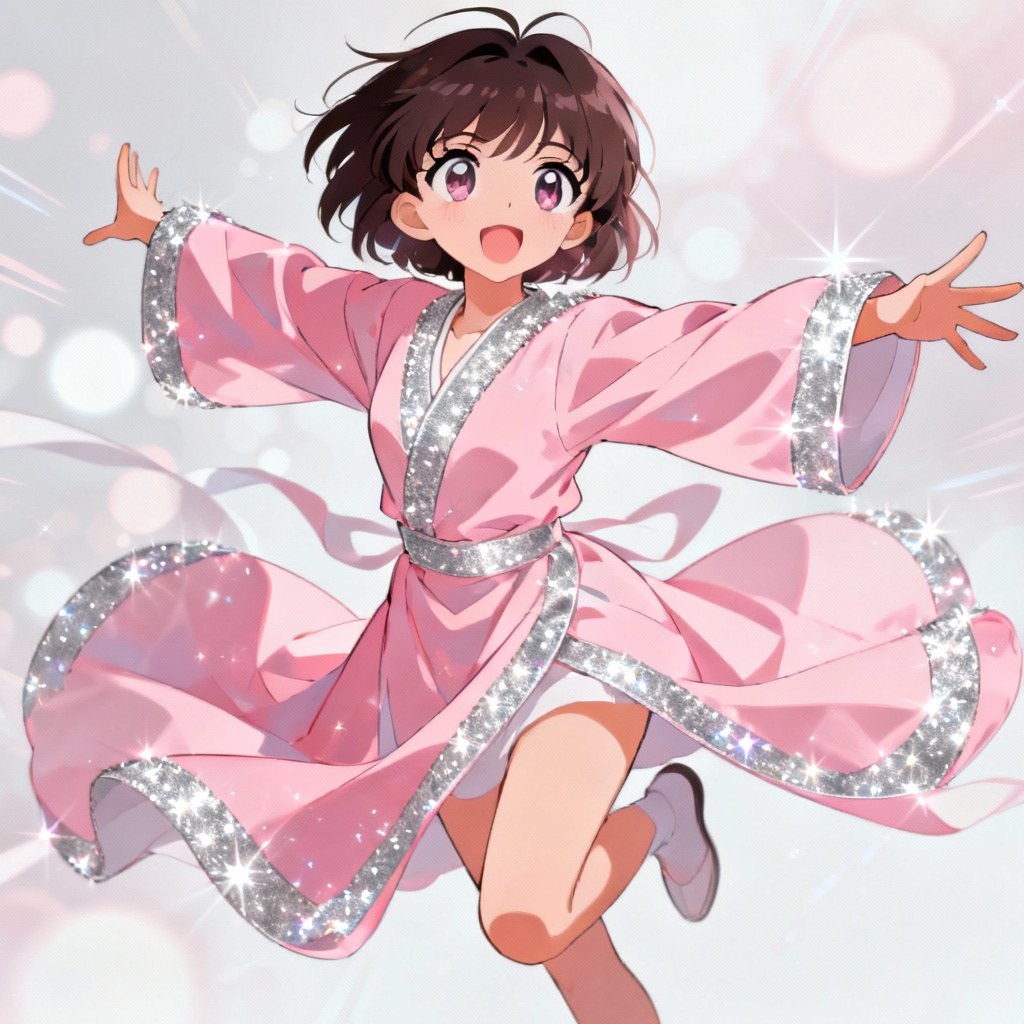 AI anime character in pastel pink robe
