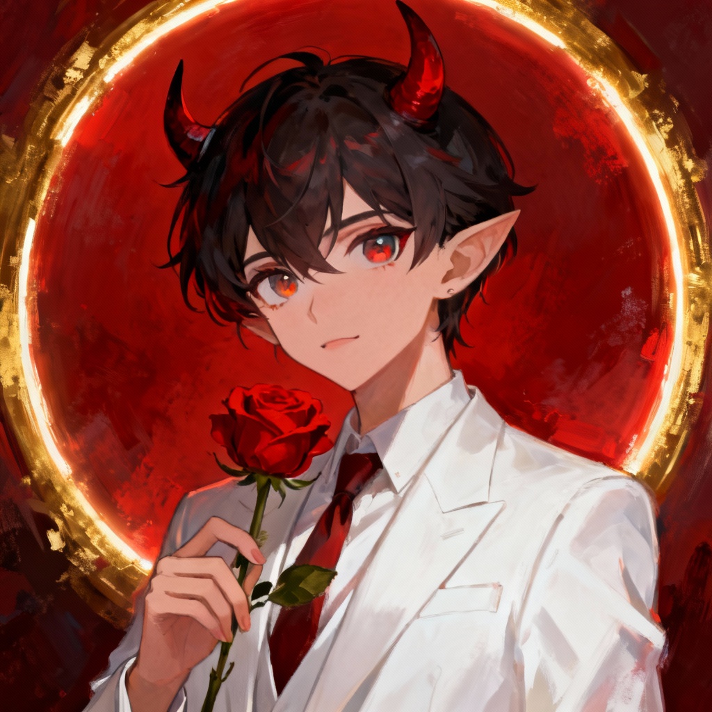 Demon gentleman VTuber avatar in white suit