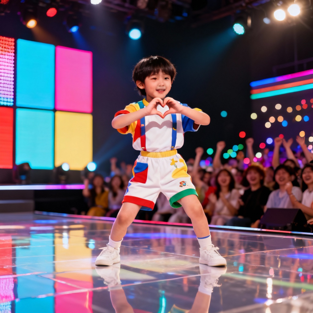 AI K-pop dancing child on LED stage