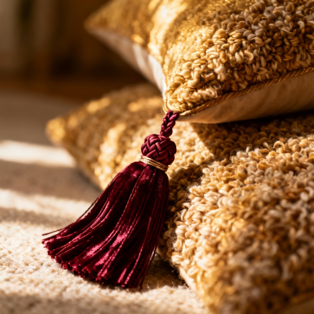 AI decorative pillow tassel with braided head and velvet thread