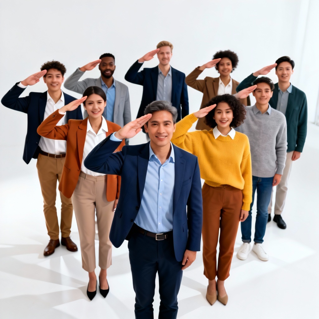 AI Business Team Salute Pose