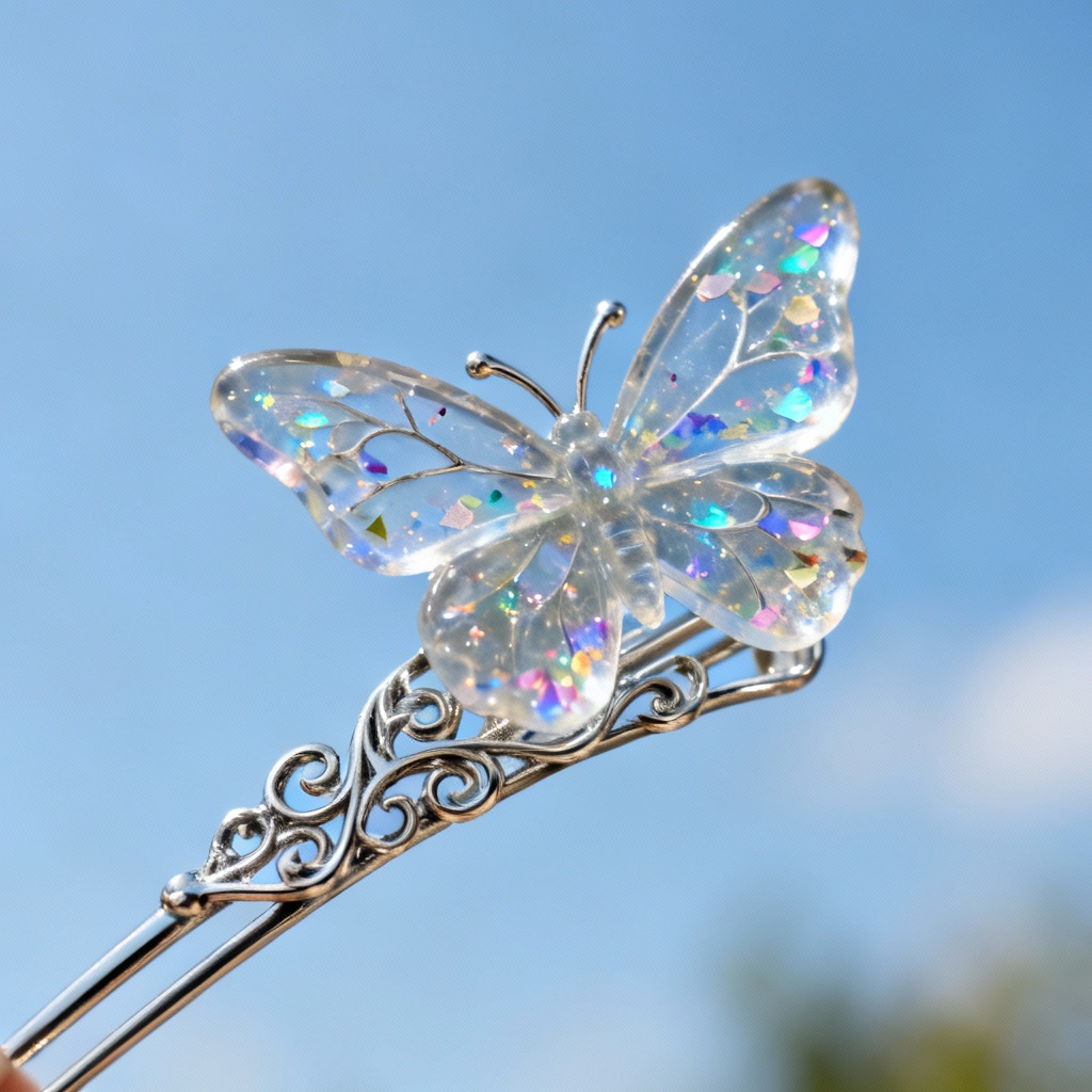 AI butterfly crystal resin hairpin