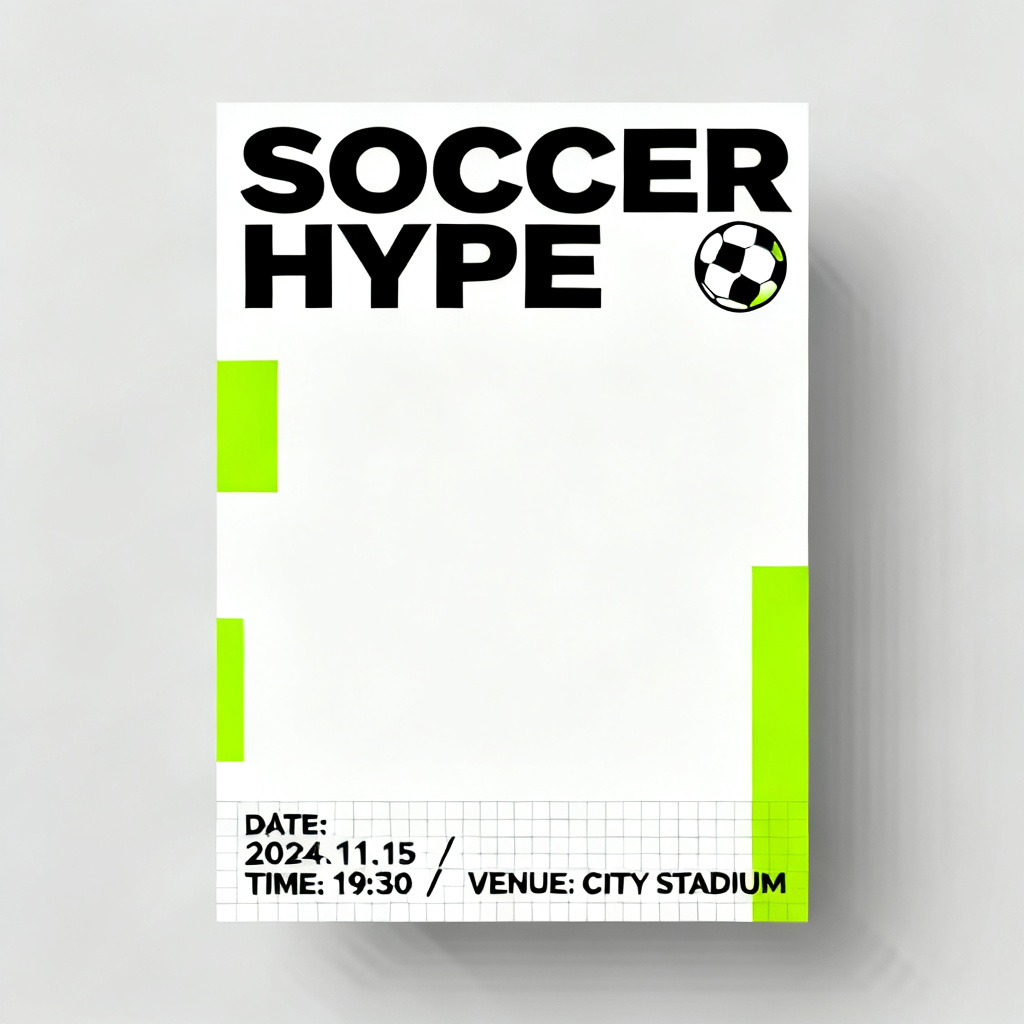 AI FIFA fan poster with minimal typography and neon lime accents