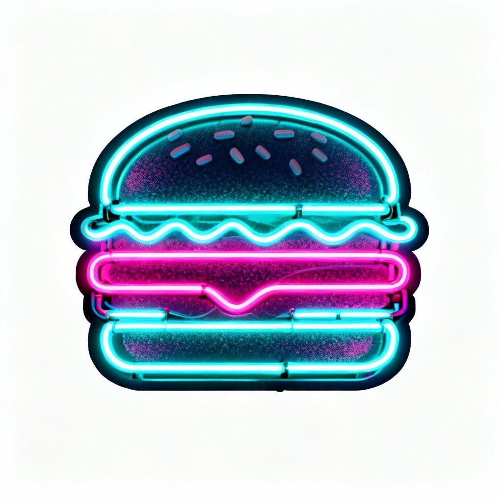 Neon burger PNG transparent