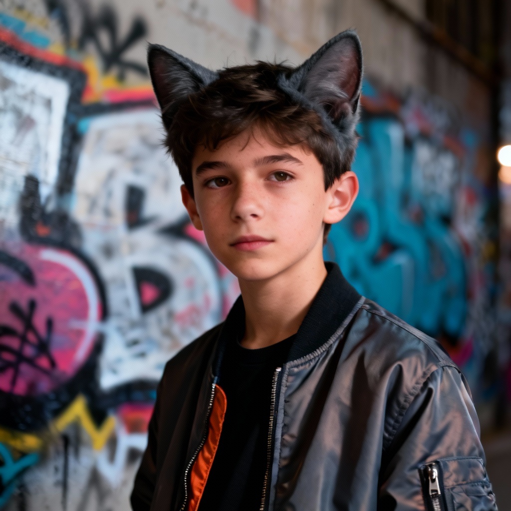 Catboy streetwear look with ears