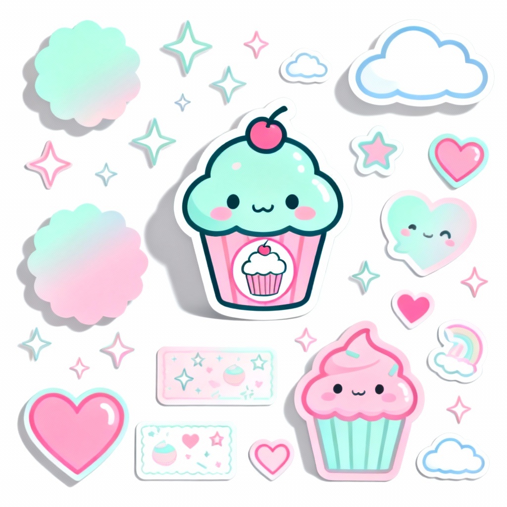 AI cute design generator pastel kawaii collage