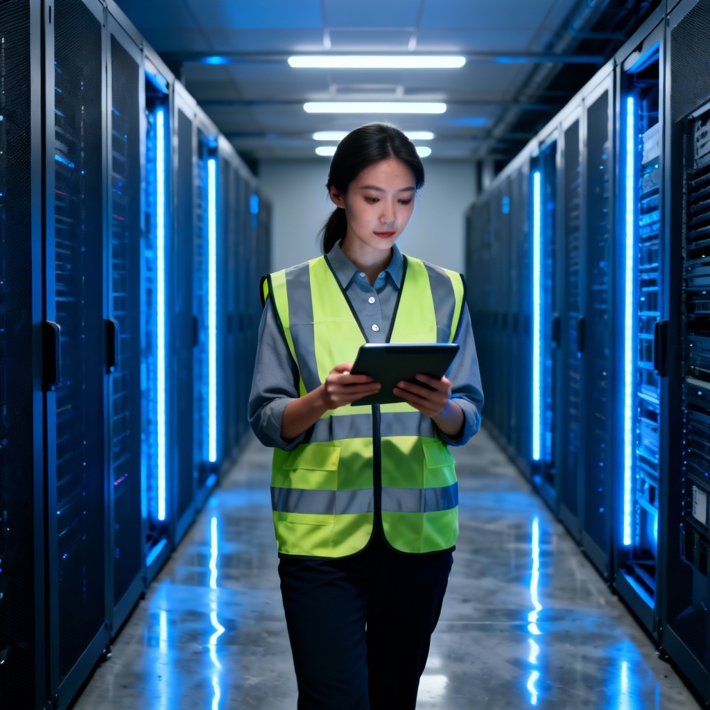 AI professional woman engineer in a data center