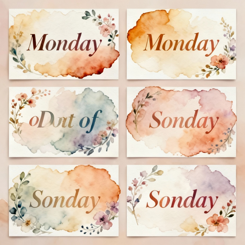 AI Watercolor Weekday Cards