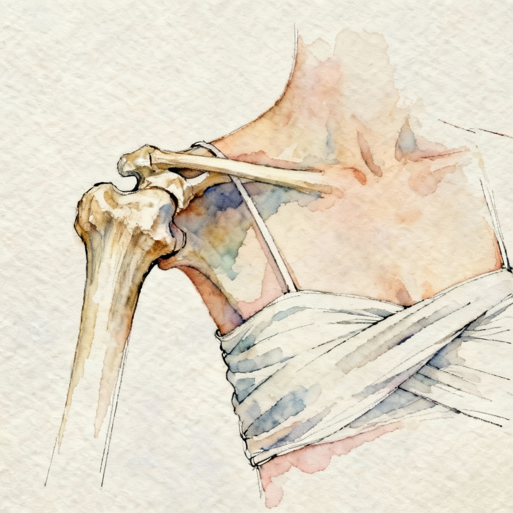 Watercolor illustration emphasizing clavicles
