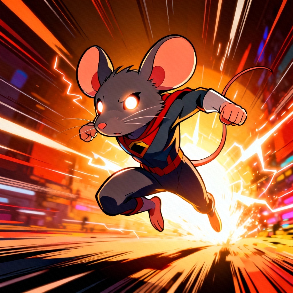 AI anime battle mouse with dynamic pose