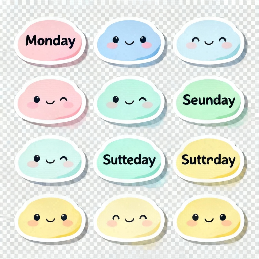 AI Kawaii Weekday Sticker Set