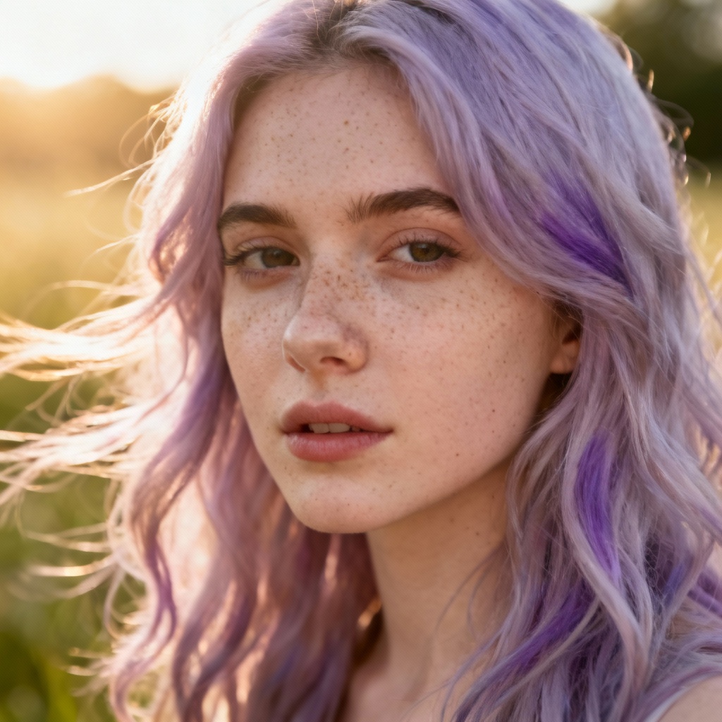 AI pastel lavender wavy purple hair