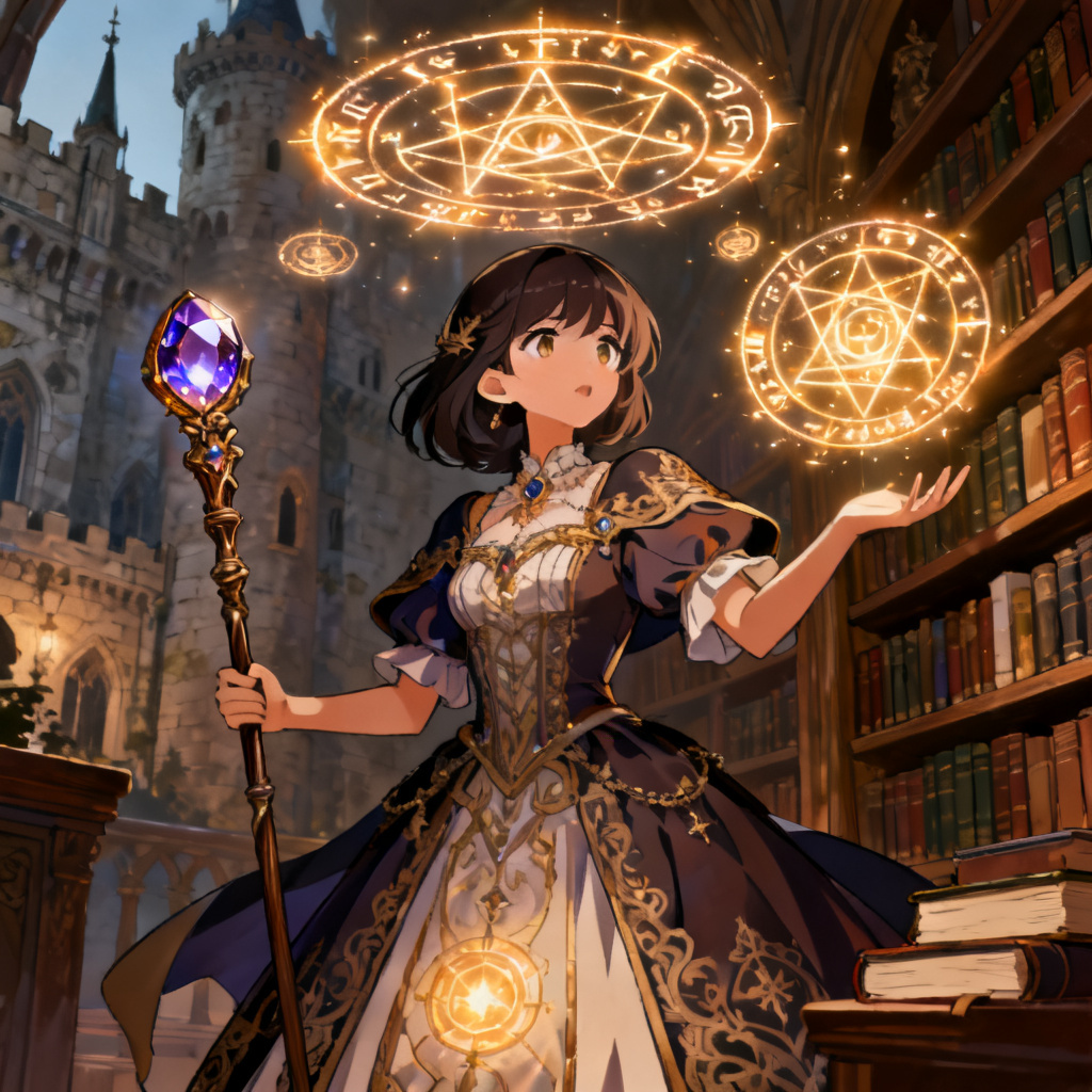 AI fantasy mage princess casting a spell
